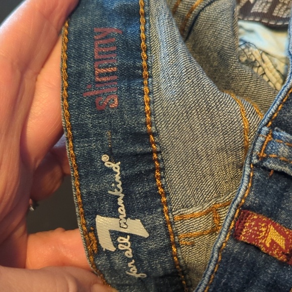 7 for All Mankind Jeans distressed blue denim women's ankle slimmy W27 L 28 - Picture 10 of 10